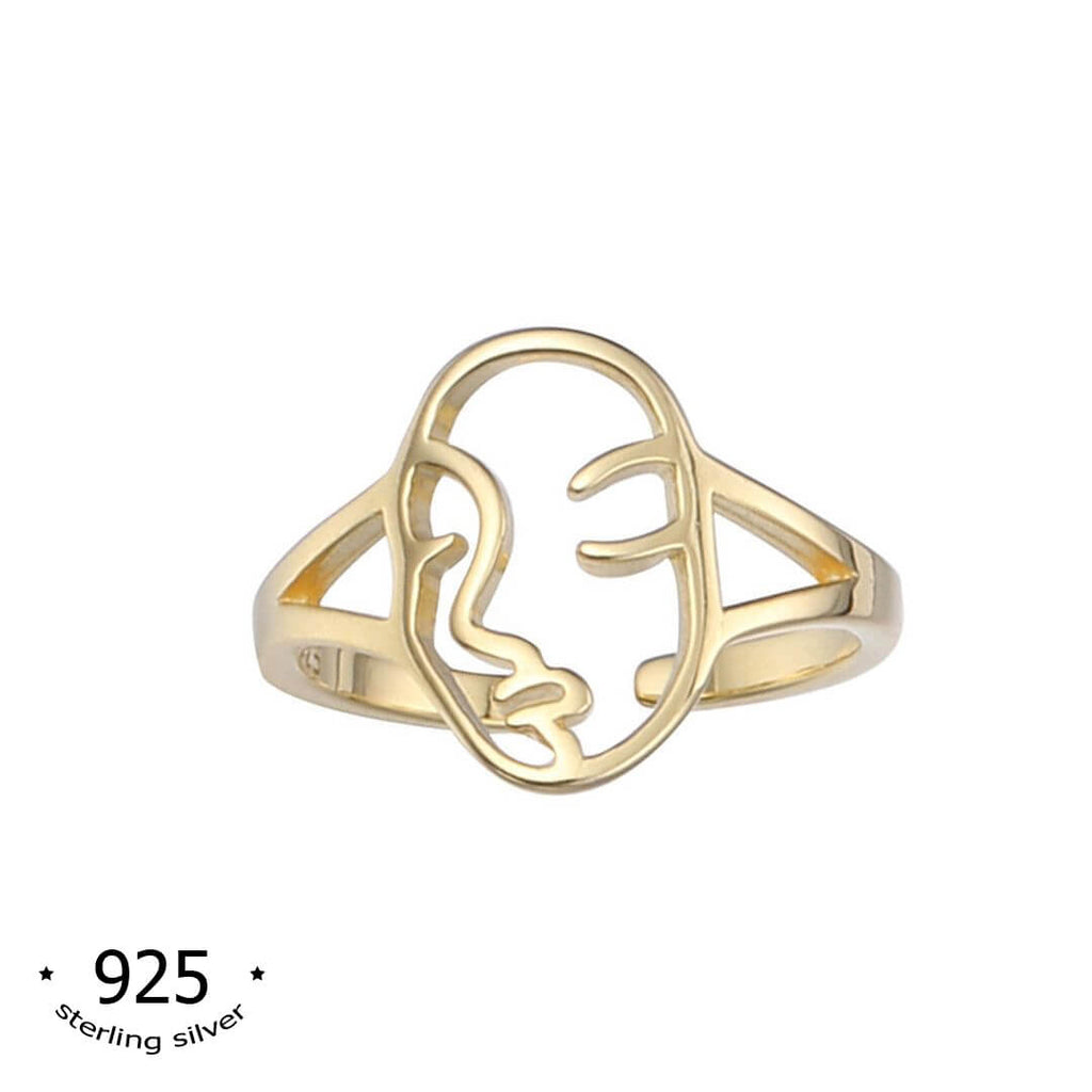 sterling silver ring abstract femme face adjustable ring   Le Charisme collection koragarro