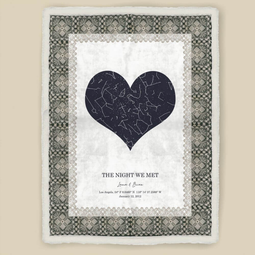 koragarro Custom Love Heart Star Map Blanket, Special Date Anniversary Gift, Mothers Day, Wedding Gift, Crochet pattern Background , Anniversary Star Map