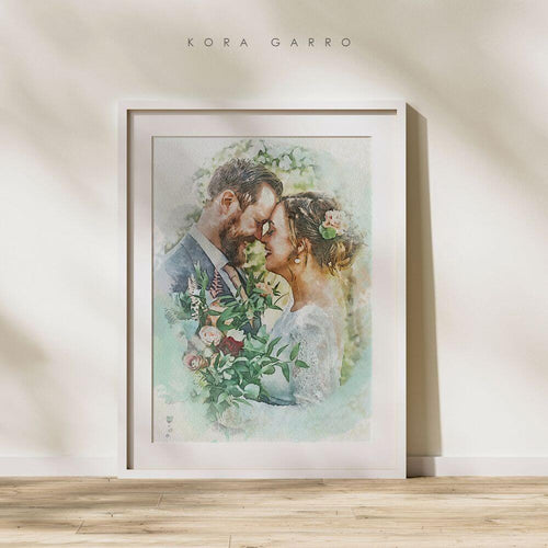 koragarro watercolor, Wedding Portrait, Painting from Photo, Wedding Illustration, Custom Wedding Print, Watercolor Couple Portrait, Anniversary Gift 