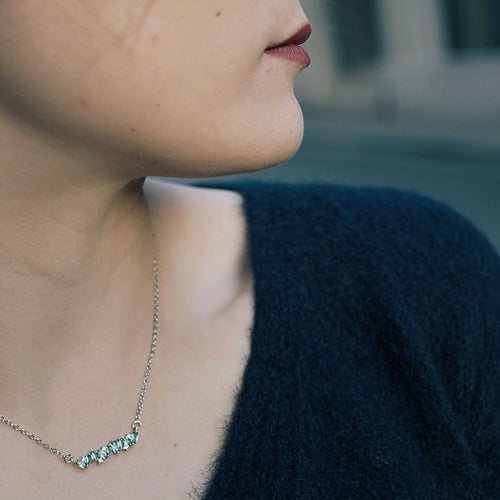 kora garro jewelry baguette bar necklace silver Iris