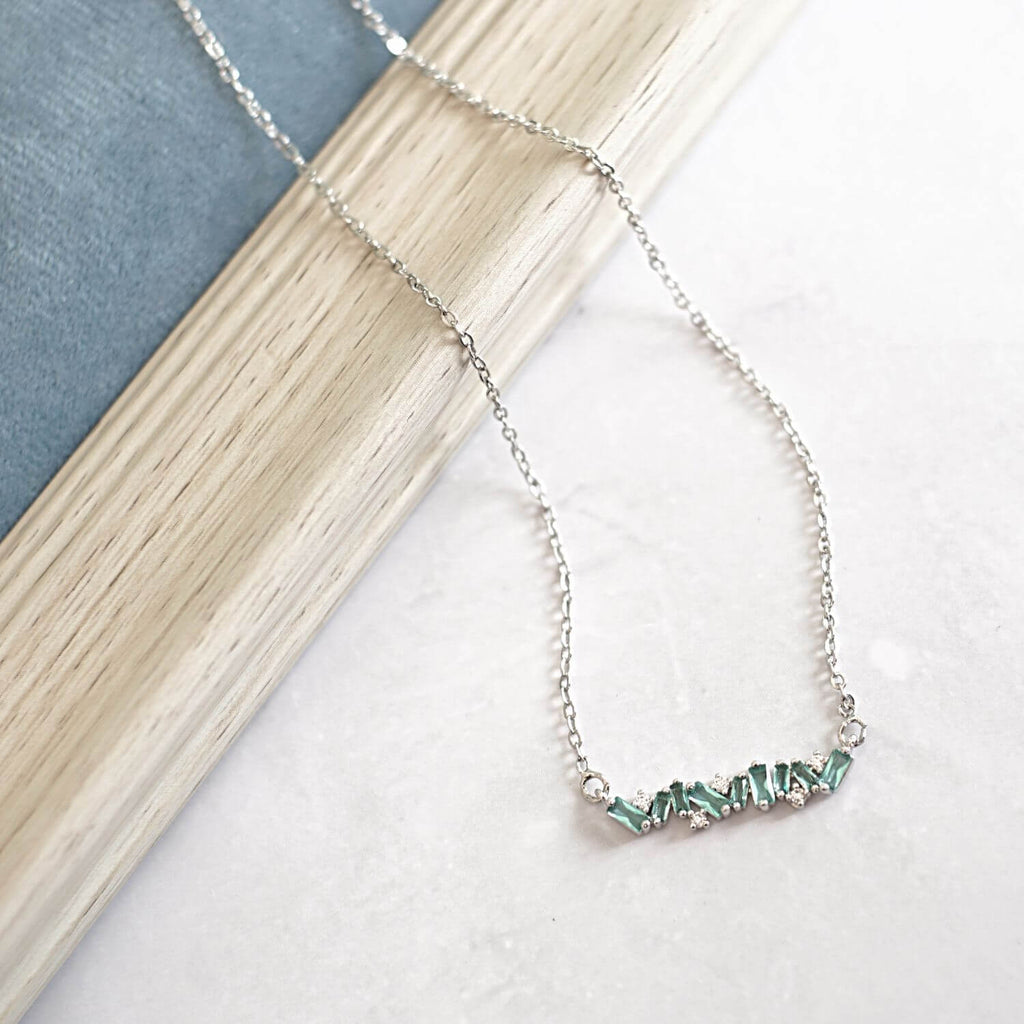 kora garro jewelry baguette bar necklace silver Iris