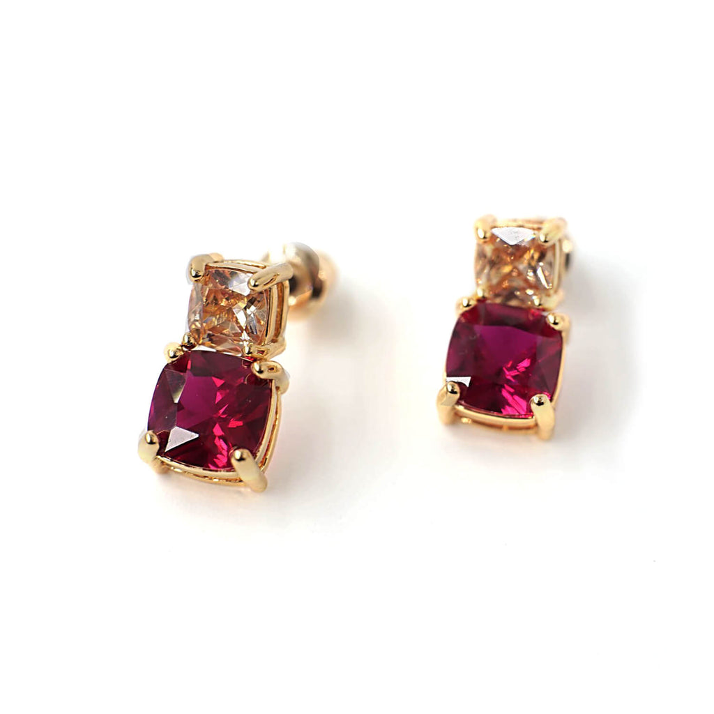 Kora Garro earrings Stud Earrings gold stud earrigns Red Cubic Zirconia Earrings Ruby earrings for gift women