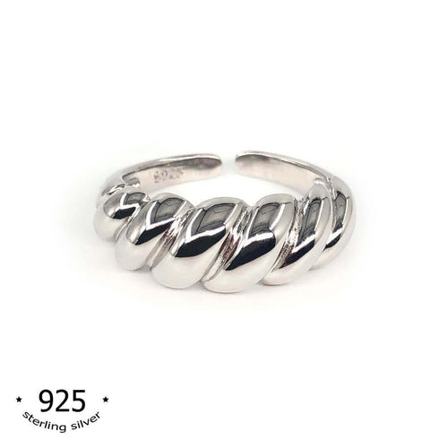 gold dome ring sterling silver adjustable Croissant ring  - koragarro