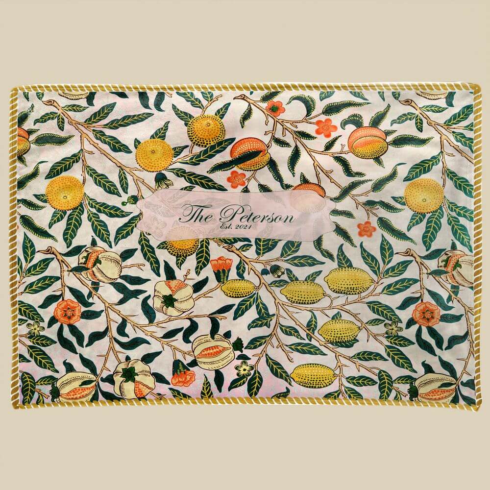 koragarro Lime and Lemon Personalized Blanket, Vintage Yellow, William Morris vintage wall art pattern, Birthday gift to Mom, Dad, Grandparents